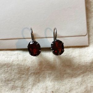 Genuine Garnet Sterling Silver Filigree Earrings